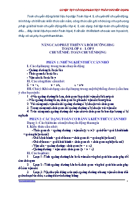 Tài liệu Nâng cao phát triển và bồi dưỡng học sinh giỏi Toán Lớp 4+5 - Chuyên đề Toán chuyển động